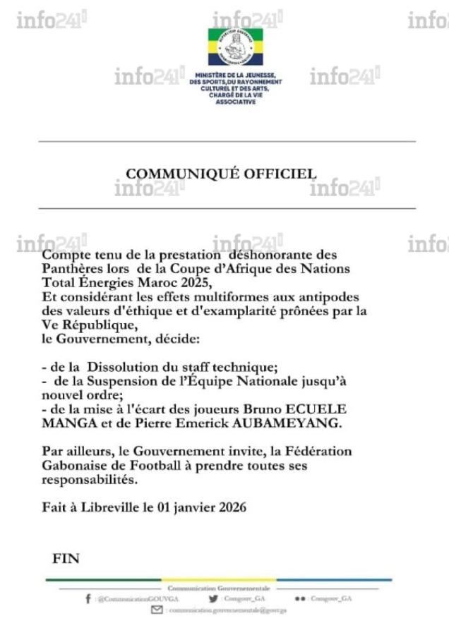Imagen El comunicado con los fuertes anuncios del gobierno de Gabón.