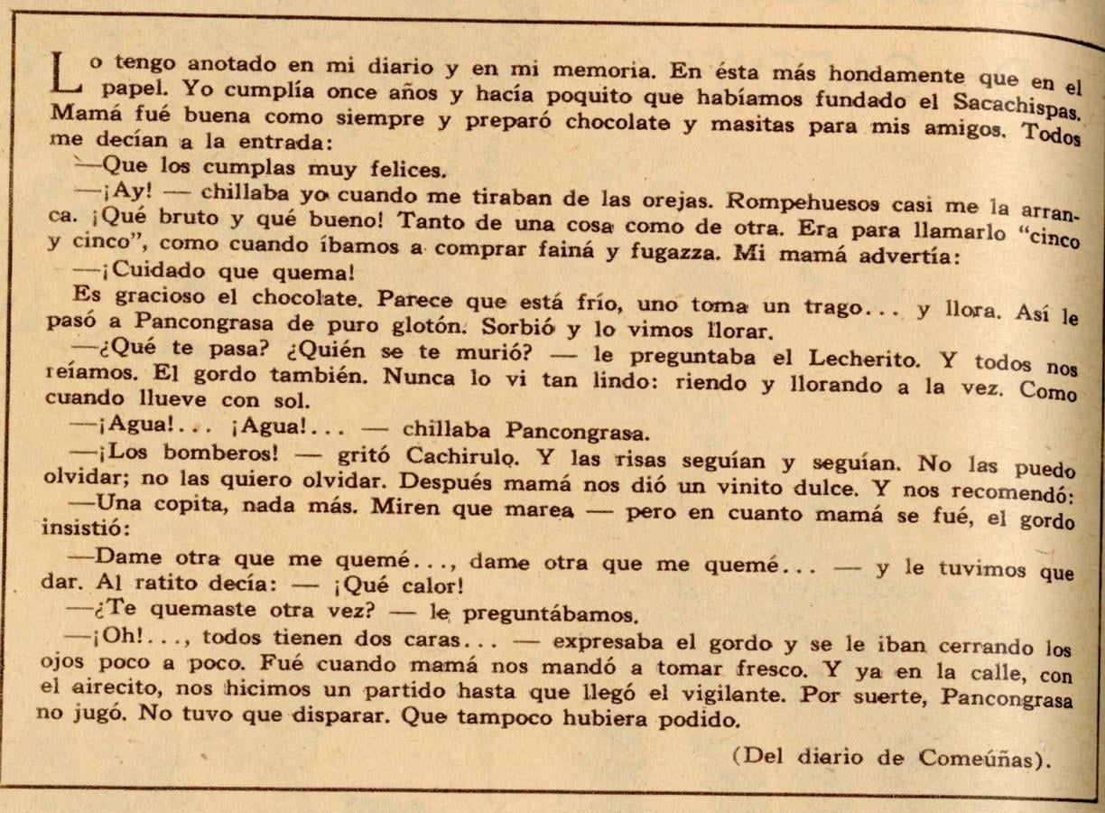 Imagen Apiladas, 21 de febrero de 1947: mención a Sacachispas más de un año antes de su fundación.