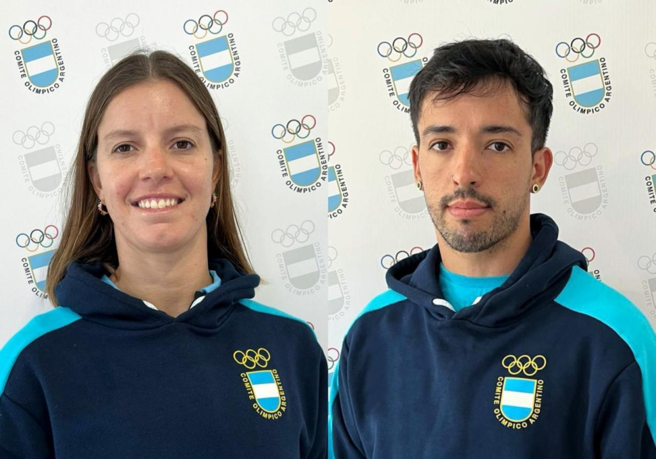 Imagen Eugenia Bosco y el Maligno Torres, los abanderados de Argentina en la ceremonia de cierre.