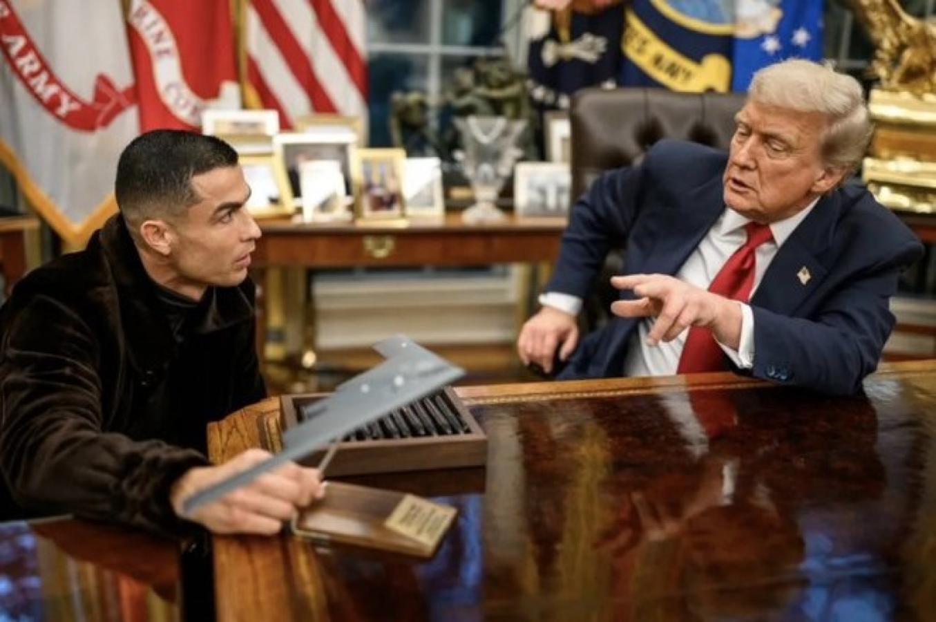 Imagen La animada charla entre Cristiano Ronaldo y el presidente de EE.UU.