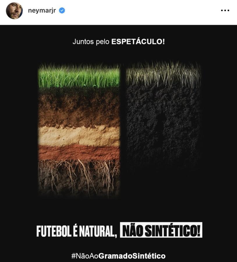 Imagen El reclamo público que hizo Neymar en sus redes por el césped sintético.