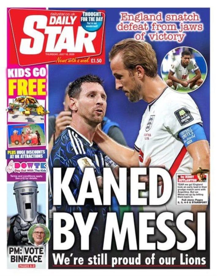 Imagen Daily Star tituló: "Kaned by Messi".