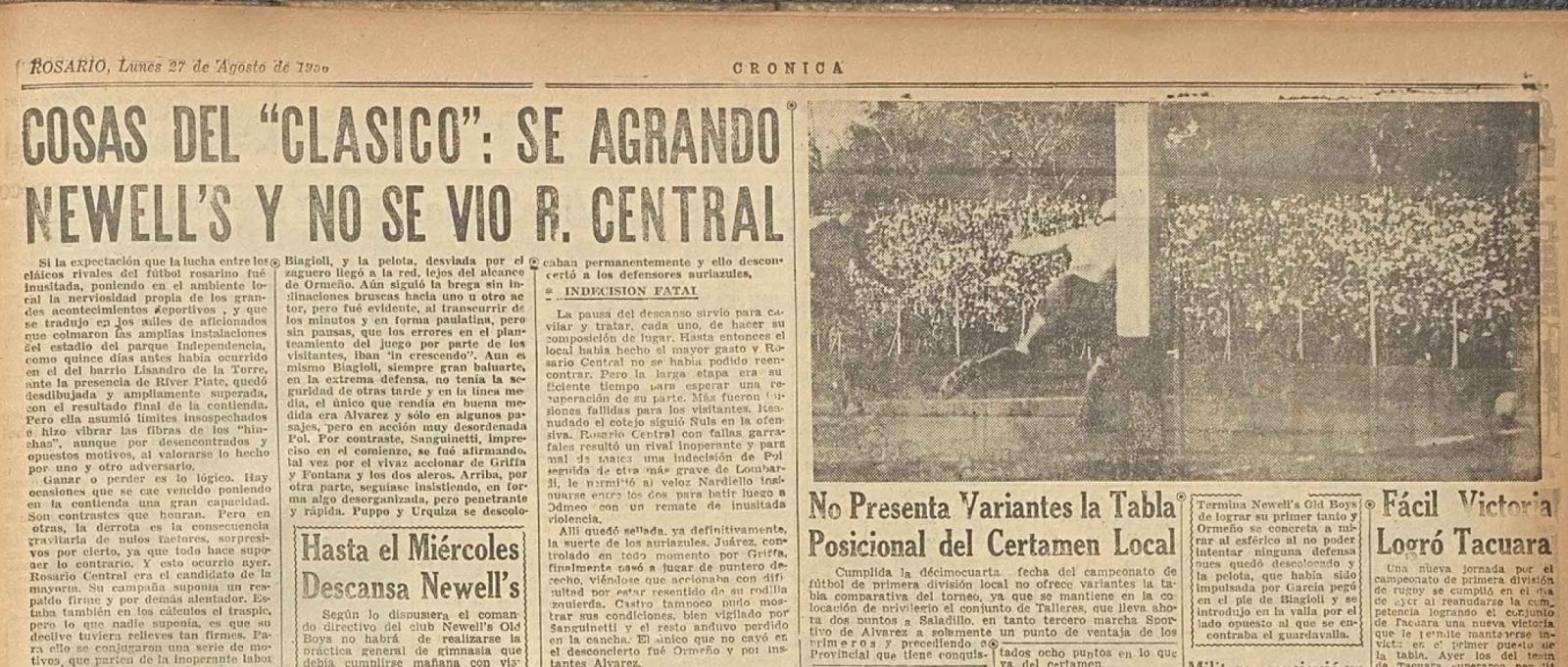 Imagen Crónica de Rosario, la nota del debut de Pontoni en Newell's