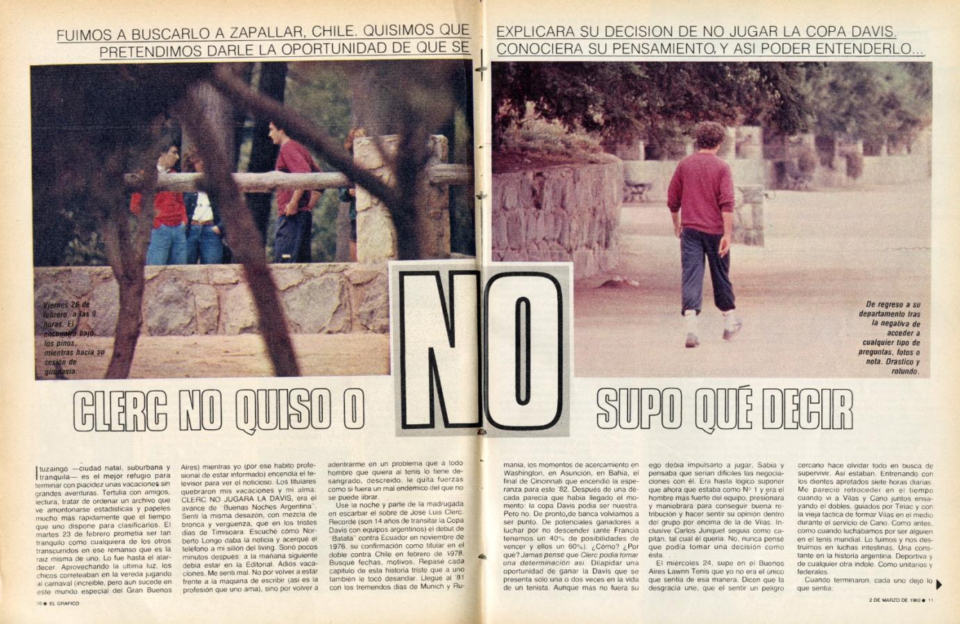 Imagen "Clerc no quiso o no supo qué decir": la crónica de El Gráfico del 2 de marzo de 1982.