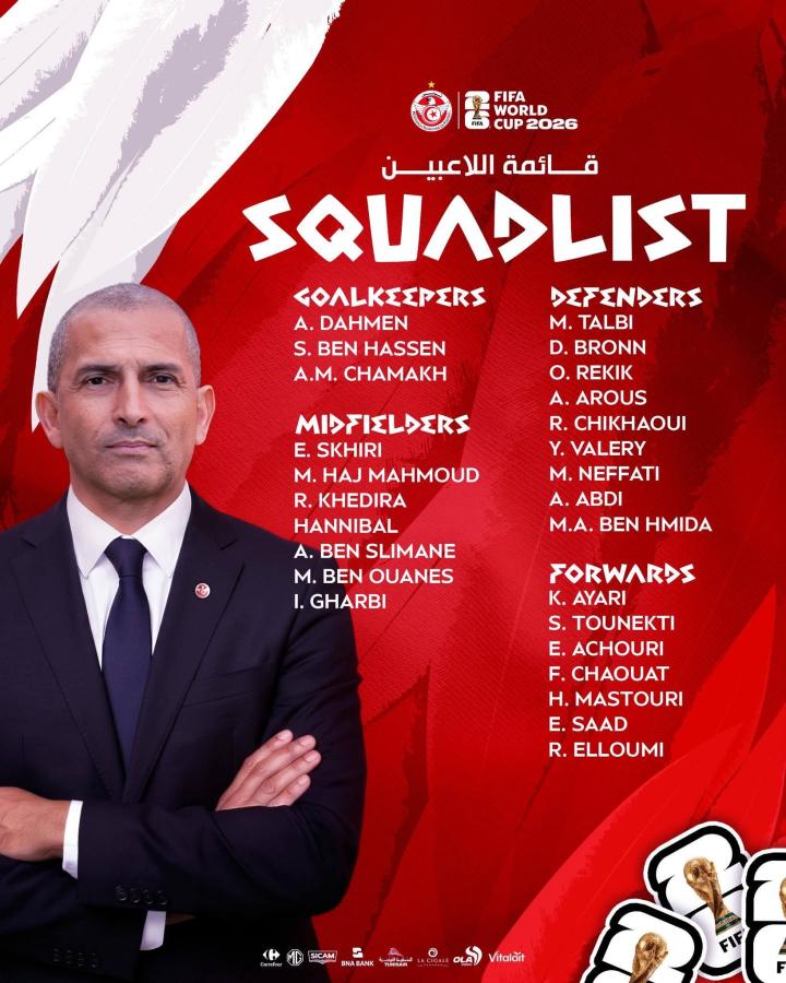 Imagen Los 26 elegidos por Sabri Lamouchi para representar a Túnez.