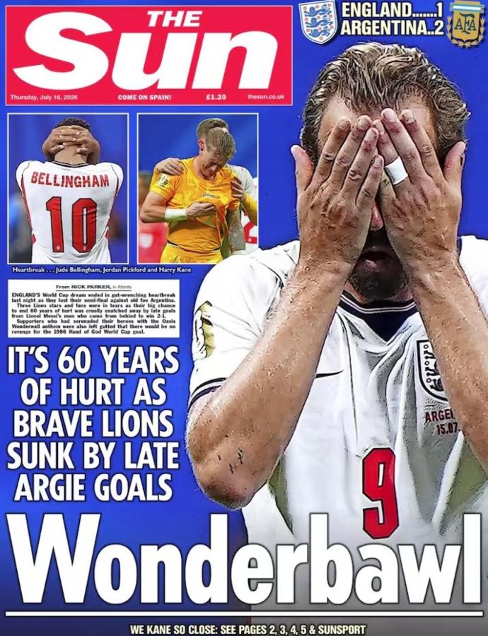 Imagen "Wonderbawl", tituló The Sun, en un juego de palabras con la canción de Oasis.