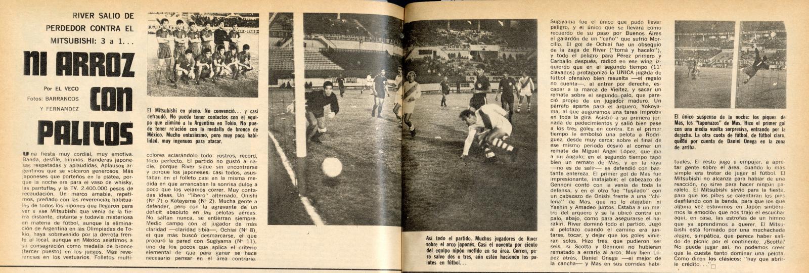 Imagen El Gráfico estuvo presente en River - Mitsubishi del 24 de enero de 1970