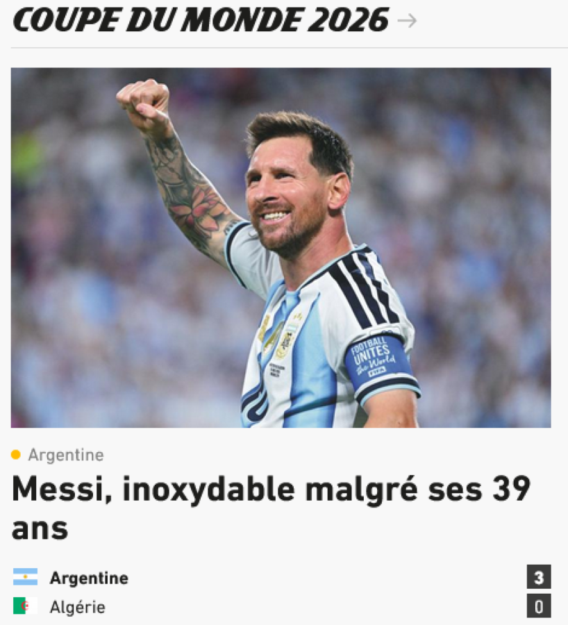 Imagen L'Equipe: "Messi, inoxidable a pesar de tener 39 años".