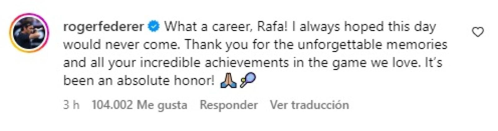 Imagen El mensaje de Roger Federer para Nadal.