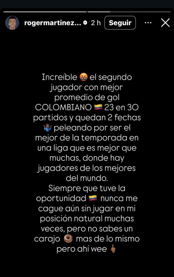 Imagen La historia de instagram que compartió Roger Martínez.