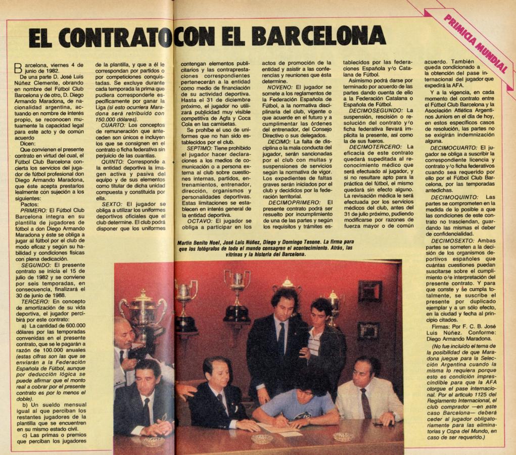 Imagen El contrato de Diego Maradona con Barcelona.