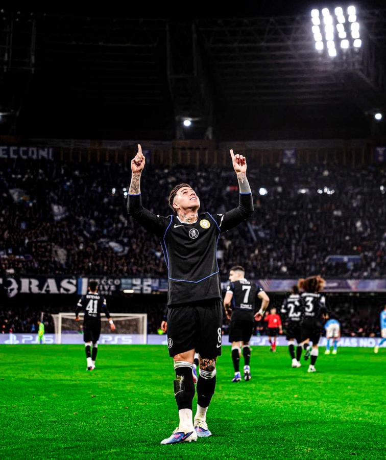 Imagen El festejo de Enzo Fernández contra Napoli, recordando a Maradona.