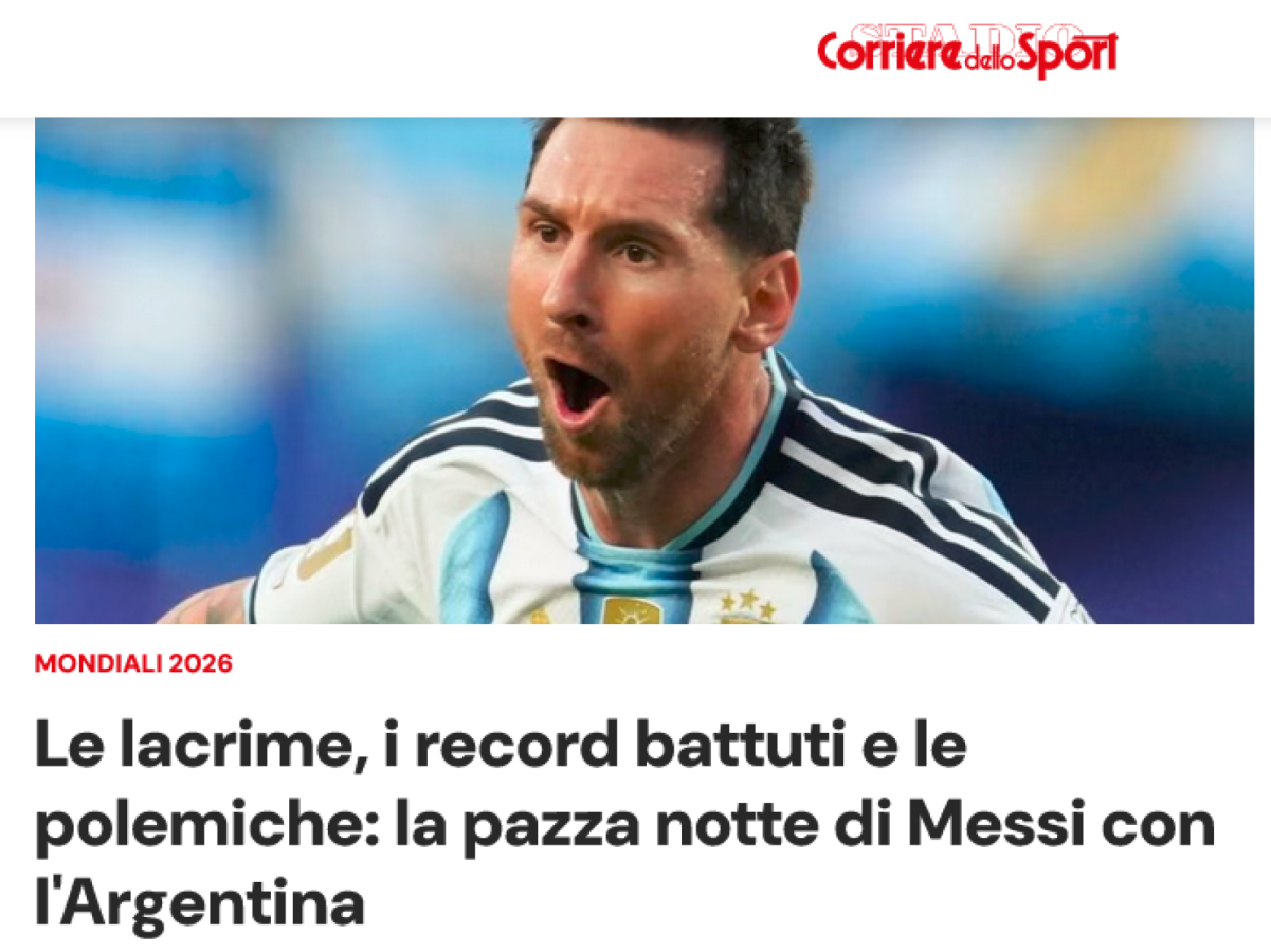 Imagen La tapa de Corriere Dello Sport de Italia sobre Messi.