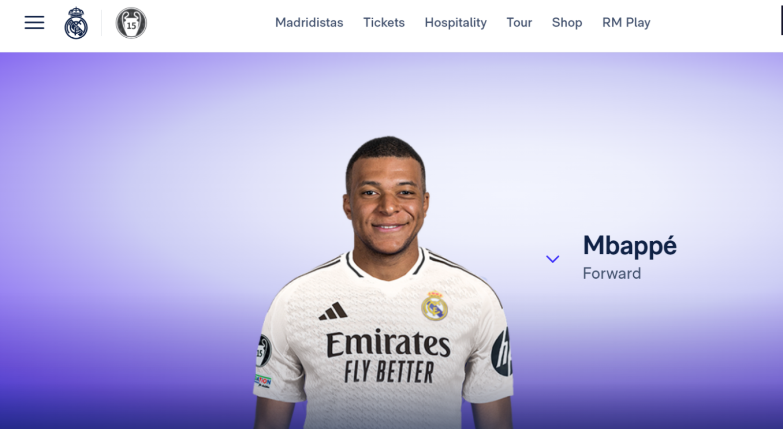 Imagen Este lunes la web de Real Madrid incluyó a Mbappé como miembro del plantel.