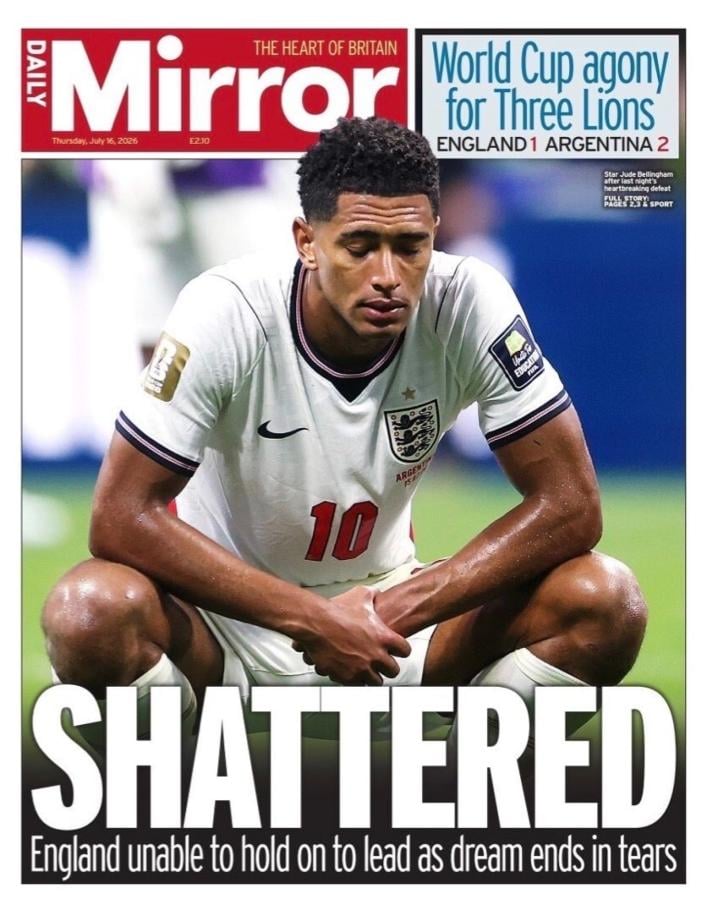 Imagen "Shattered" (destrozado), escribió Mirror en Inglaterra.
