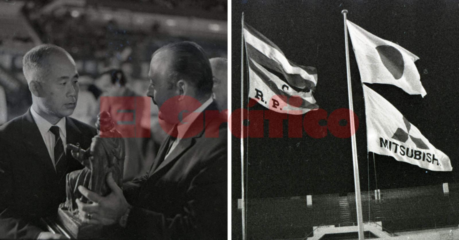 Imagen El representante de Mitsubshi y Rafael Aragón Cabrera, entonces vicepresidente de River, se saludan.