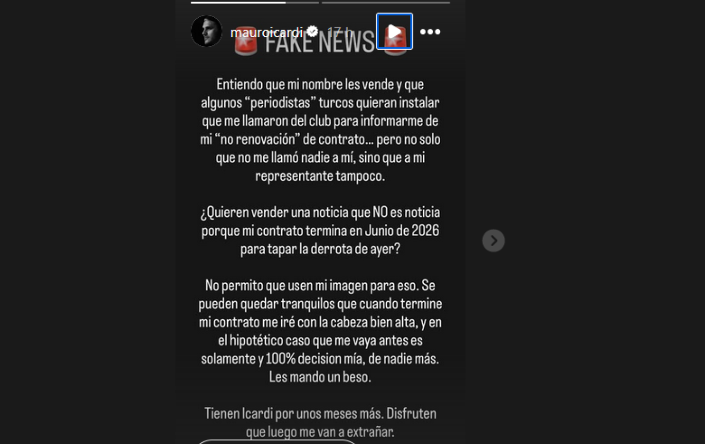 Imagen Icardi desató su bronca por rumores que considera falsos.