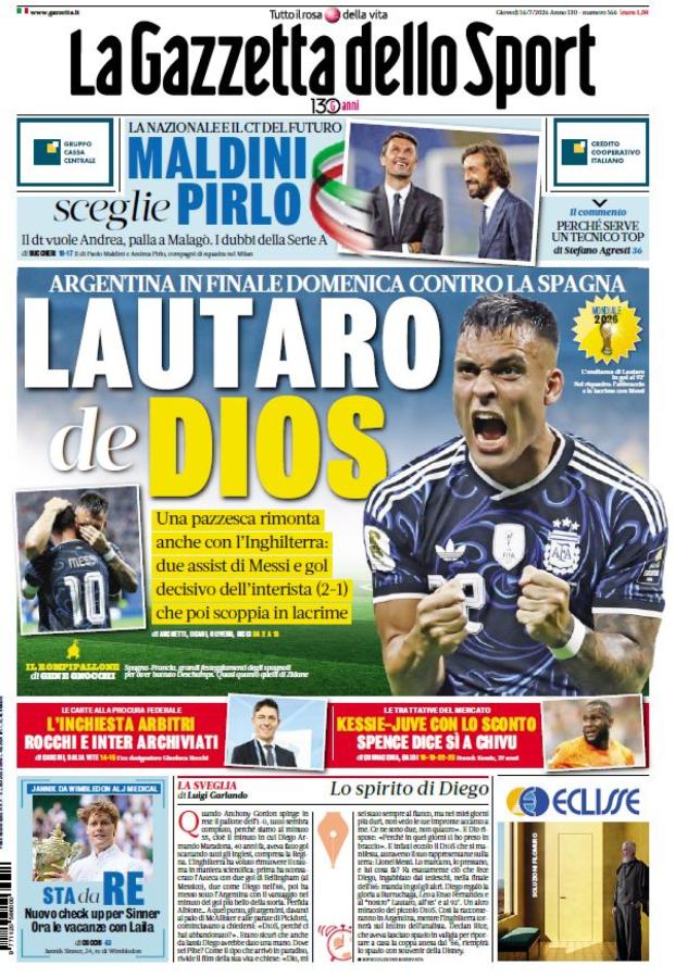 Imagen "Lautaro de Dios", escribió La Gazzetta Dello Sport de Italia.