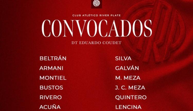 Imagen de Con Armani y dos llamativas ausencias, la lista de convocados de River para enfrentar a Gimnasia
