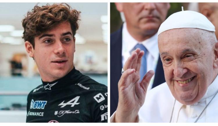 Imagen de Franco Colapinto y un recuerdo del Papa Francisco en forma de agradecimiento