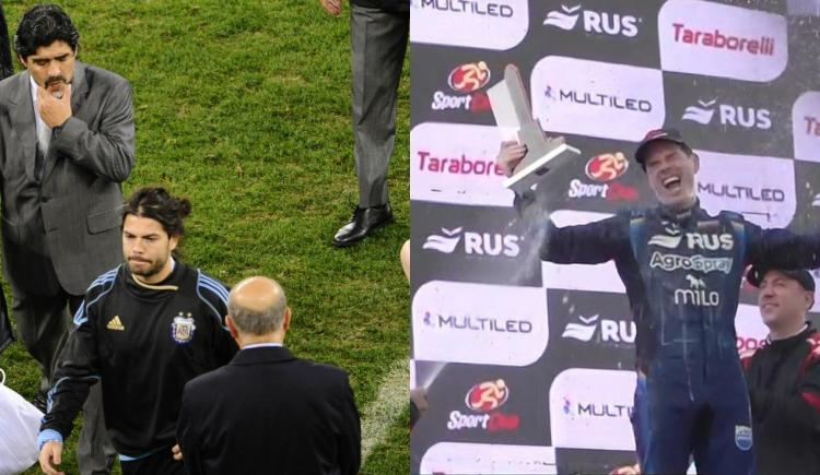 Imagen de Ariel Garcé, del Mundial 2010 con Maradona a lo más alto del podio